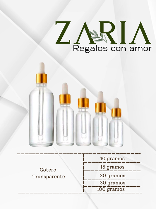 Gotero transparente con dorado