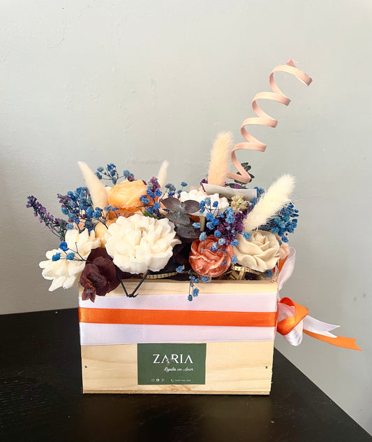 Arreglo floral en caja de madera