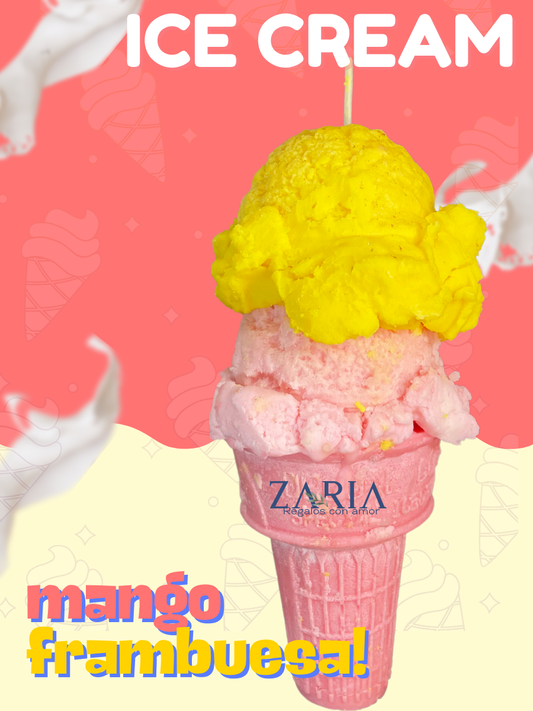 Cono de Helado Mango Frambuesa